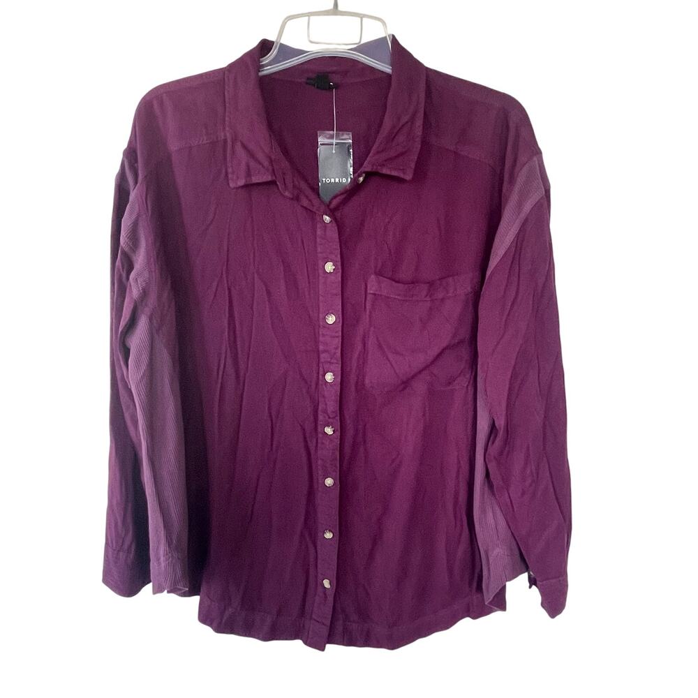 NEW Torrid Size 2X Buttondown waffle knit side panels